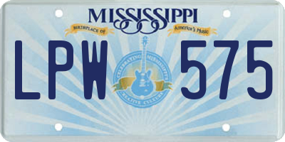 MS license plate LPW575