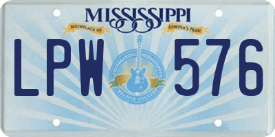 MS license plate LPW576
