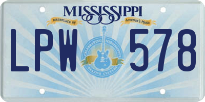 MS license plate LPW578