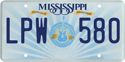 MS license plate LPW580