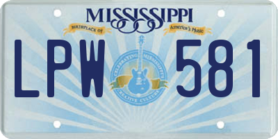 MS license plate LPW581