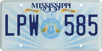 MS license plate LPW585
