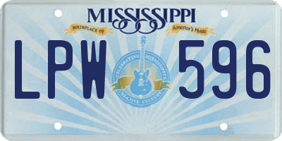 MS license plate LPW596