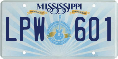 MS license plate LPW601