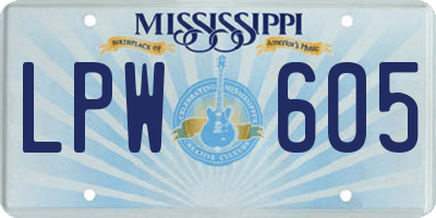 MS license plate LPW605