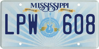 MS license plate LPW608