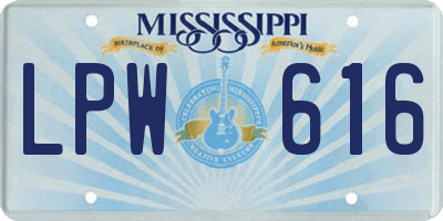 MS license plate LPW616