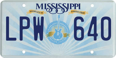 MS license plate LPW640