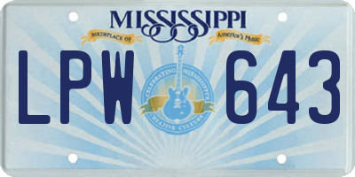MS license plate LPW643