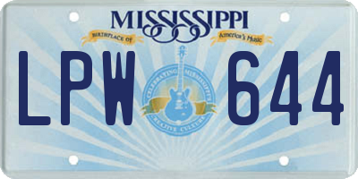 MS license plate LPW644