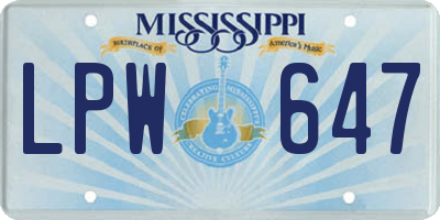 MS license plate LPW647