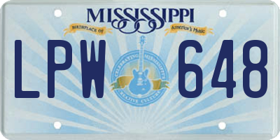 MS license plate LPW648
