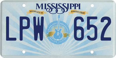 MS license plate LPW652