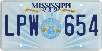 MS license plate LPW654