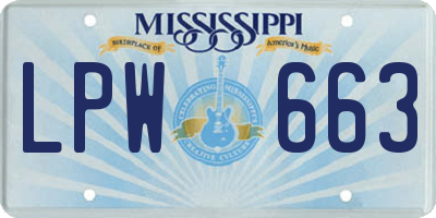 MS license plate LPW663