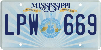 MS license plate LPW669