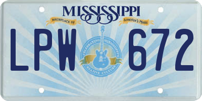 MS license plate LPW672