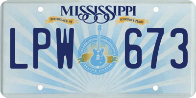 MS license plate LPW673
