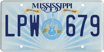MS license plate LPW679
