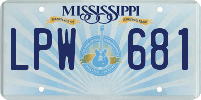 MS license plate LPW681