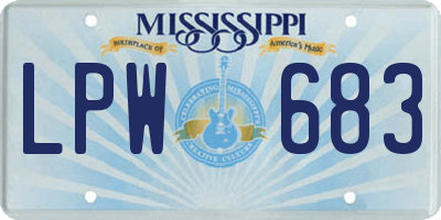 MS license plate LPW683