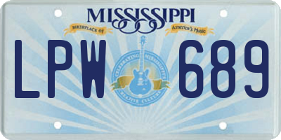 MS license plate LPW689
