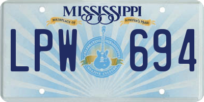 MS license plate LPW694