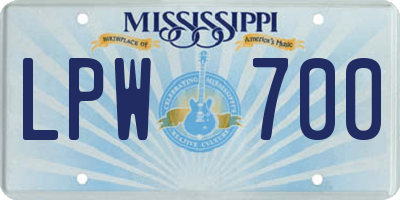 MS license plate LPW700