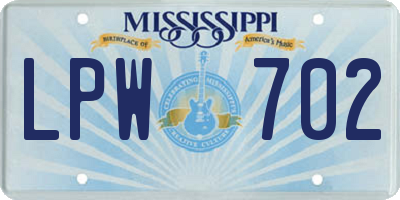 MS license plate LPW702