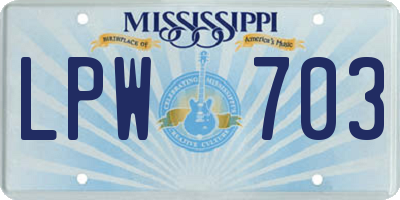 MS license plate LPW703