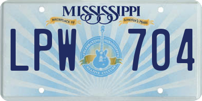MS license plate LPW704
