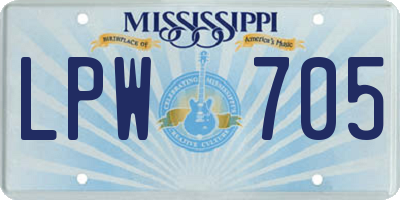 MS license plate LPW705