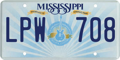 MS license plate LPW708