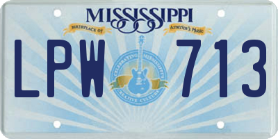 MS license plate LPW713