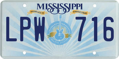 MS license plate LPW716