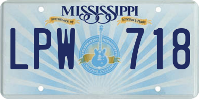 MS license plate LPW718