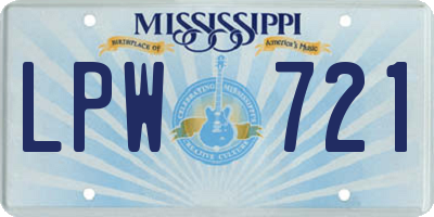 MS license plate LPW721