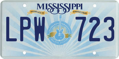 MS license plate LPW723