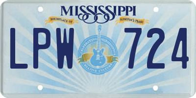 MS license plate LPW724