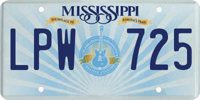 MS license plate LPW725
