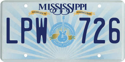 MS license plate LPW726