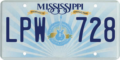 MS license plate LPW728