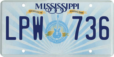 MS license plate LPW736