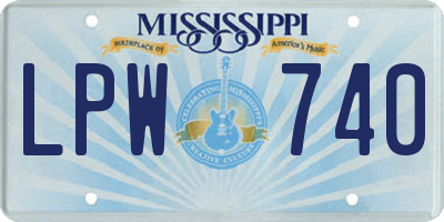 MS license plate LPW740