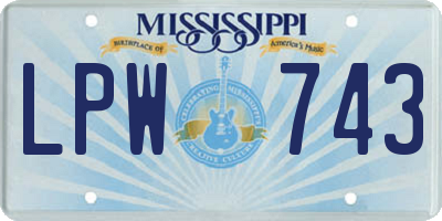 MS license plate LPW743