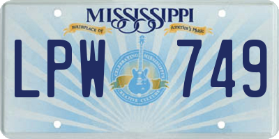 MS license plate LPW749