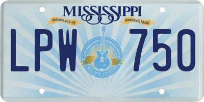 MS license plate LPW750
