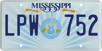 MS license plate LPW752