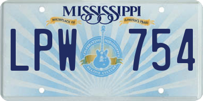 MS license plate LPW754