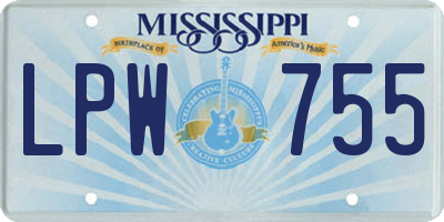 MS license plate LPW755